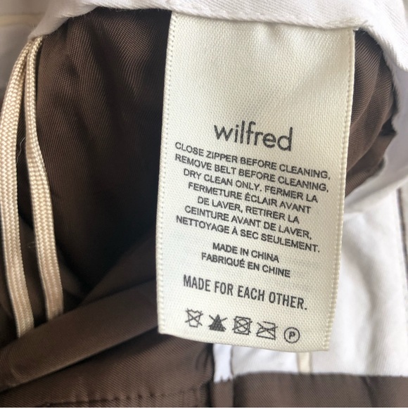 Aritzia Wilfred Soft Pink/Brown Plaid New Tie-Front Wool Cashmere Trouser Pant - Picture 13 of 15